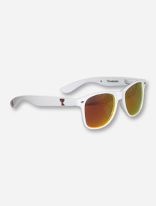 Texas Tech Double T on White Sunglasses with Mirrored Lenses