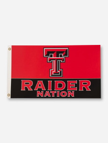 Texas Tech Raider Nation & Double T on Red & Black 3' x 5' Flag