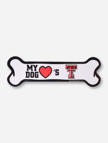 Texas Tech "My Dog Loves Texas Tech" Bone Car Magnet