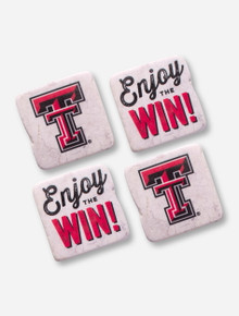 Texas Tech Set of 4 Victory Marble Coasters with Stand