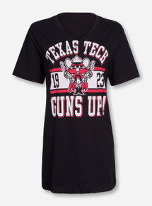 Texas Tech Guns Up and Raider Red on V Neck T-Shirt