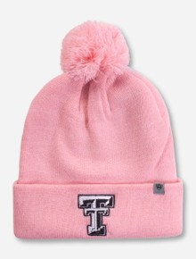 Top of the World Texas Tech Double T Pink Pom Beanie
