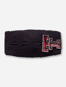 Texas Tech Beaded Double T on Black Knit Headband