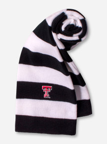 Logofit Texas Tech Double T on Black & White Striped Scarf
