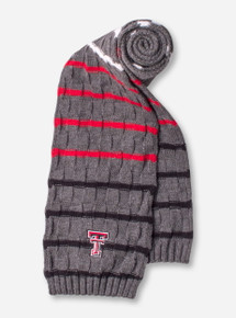 The Game Texas Tech Double T on Charcoal Striped Scarf