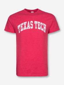 Texas Tech Arch in White on Heather Red T-Shirt