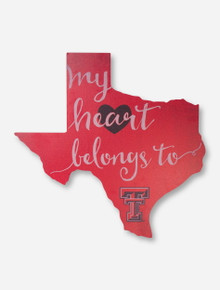 Large "My Heart Belongs to Texas Tech" Wood Sign