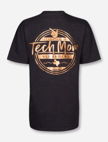 Texas Tech Rose Gold Foil Tech Mom on Heather Charcoal T-Shirt