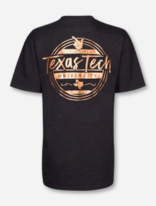 Rose Gold Foil Texas Tech on Heather Charcoal T-Shirt