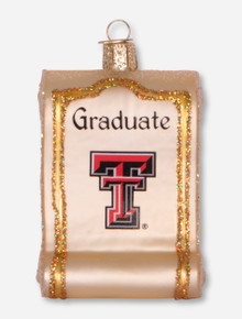 Texas Tech Red Raiders Glass Blown Diploma Ornament