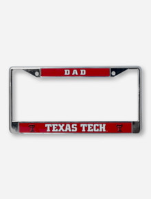 Texas Tech Dad on Red & Chrome License Plate Frame