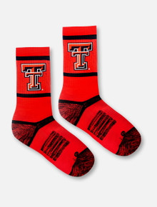 Strideline Texas Tech Red Raiders Double T on Speckled Background Crew Socks