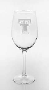 Texas Tech Red Raiders Double T Etched on White Wine Glass