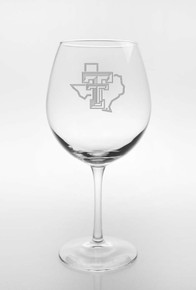 Texas Tech Red Raiders Pride Logo Etched on Ballon Wine Glass