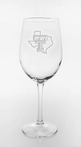 Texas Tech Red Raiders Etched Pride Logo White Wine Glass