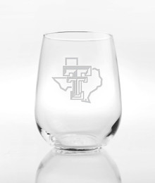 Texas Tech Red Raiders Etched Pride Logo Steamless Wine Glass
