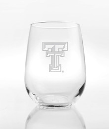 Texas Tech Red Raiders Etched Double T Steamless Wine Glass