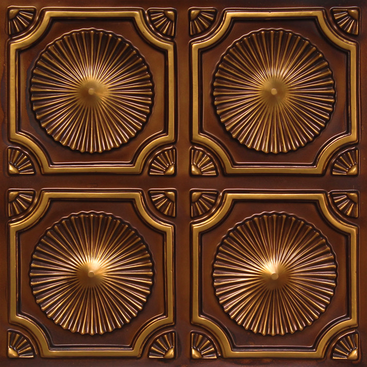 106 Brushed Brass Glue Up Decorative Ceiling Tile