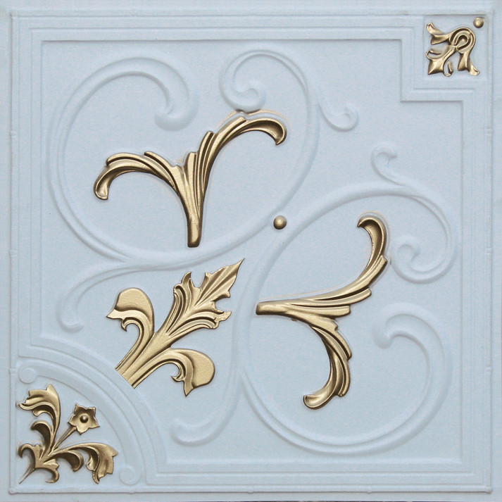 Decorative Pvc Ceiling Tile 2 X2 25 Pcs White Gold 204 Drop In Or Glue Up