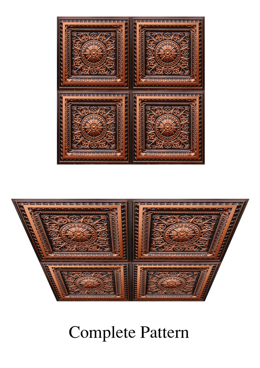 Antique Copper PVC Faux Tin Ceiling Tile 2'x2' - Decorative Glue Up Or Grid Style