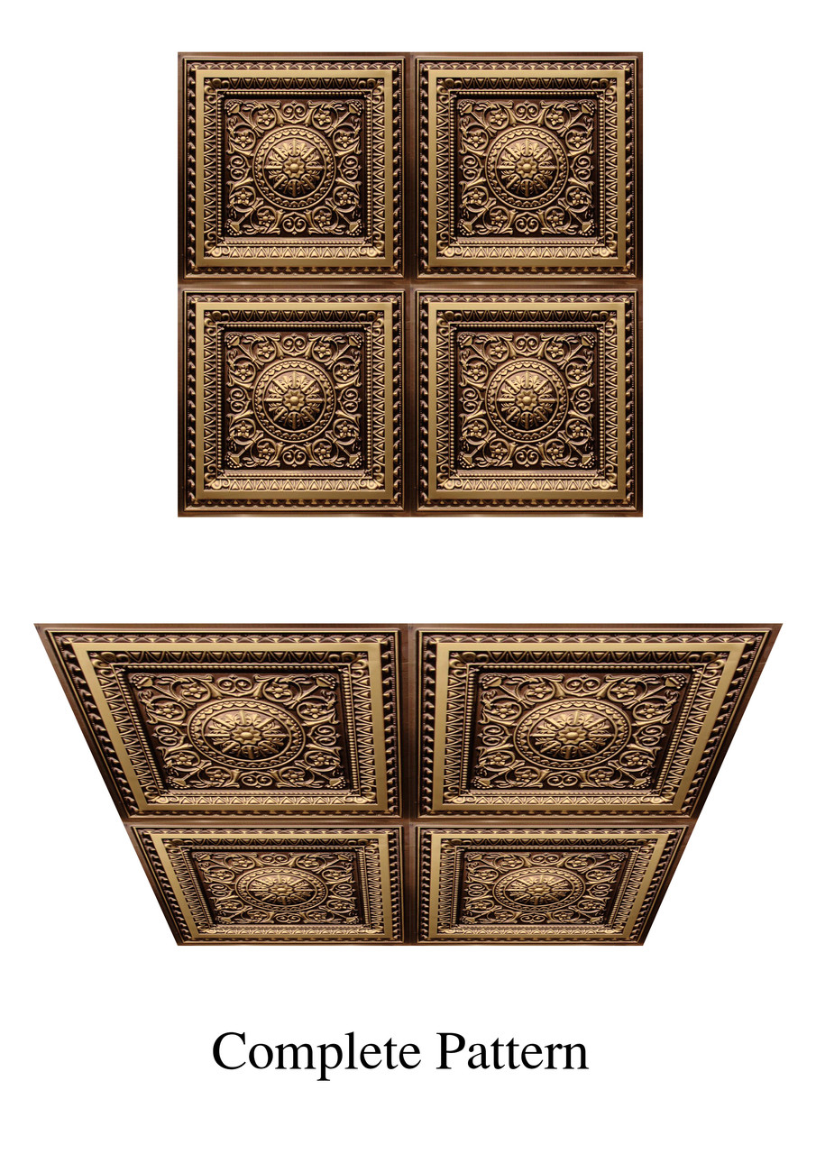 25/pack -Antique Gold #223 Drop-in/Glue-up Decorative PVC Ceiling Tile 2'x2' 