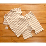 Basic Short Sleeve Top / Pants  ( S-7m Brown Stripe) 