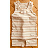 Sleeveless Frill Top / Pants ( S-Beige Olive Brown) 