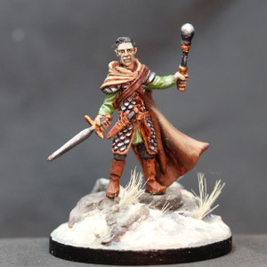 Armored magic user with sword and mace