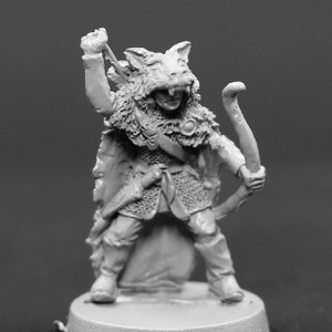 Ranger with wolf pelt cloak drawing arrow