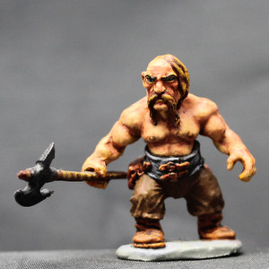 Dwarven male Cossack advancing with polearm