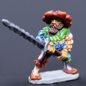 Dwarven male landsknecht with great sword ready
