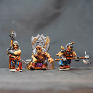 Dwarven King on throne with guards