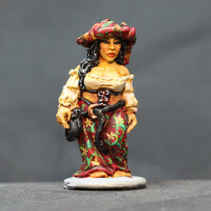 Dwarven female citizen with big hat walking
