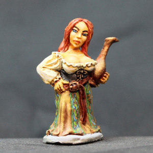 Dwarven female citizen holding vase