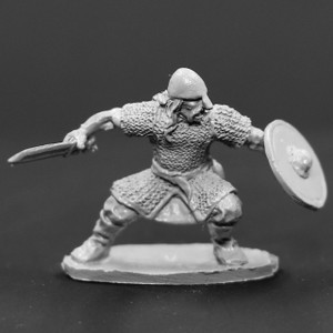 Viking Male armored crouched advancing with sword and shield