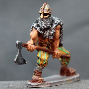 Viking Male berserker with full helm and great axe