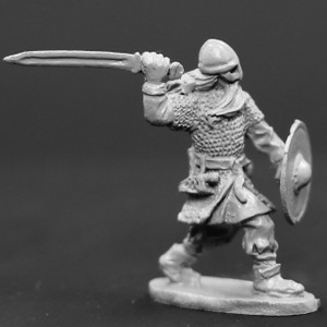 Viking Male armored attacking with sword and shield