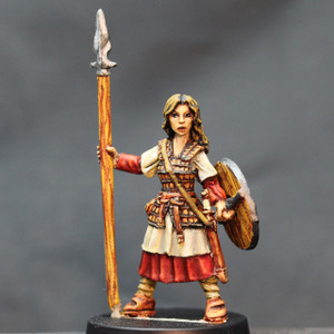 Viking female armored with spear and shield