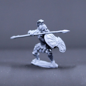 Greek armored defending with spear and shield