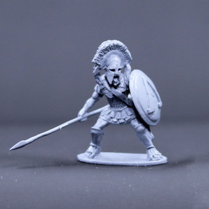 Greek spartan captain ready with spear and shield