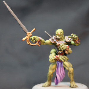 Wasteland Mutant defending with sword and dagger
