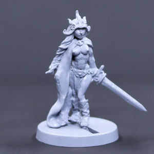 Queen of the Red Men with sword