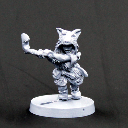 Female Dwarf Wolf Warrior swinging axe