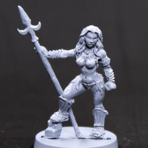 Female barbarian with boar spear