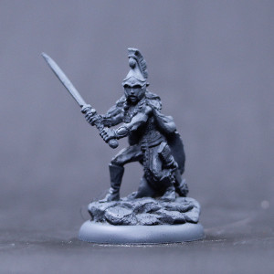 Female Grey elf wolf warrior with two handed Seax