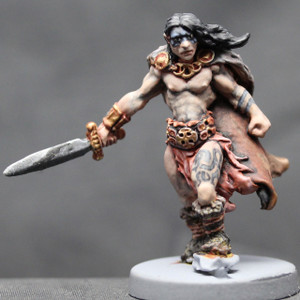Northern barbarian walking with sword