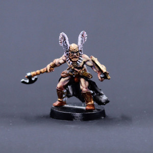 Barbarian male armored with axe and shield