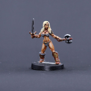 Barbarian female with sword and axe