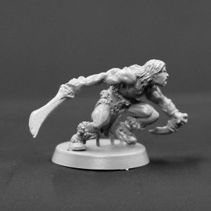 Barbarian sneaking with sword and dagger