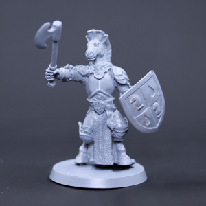 Chess knight with axe and shield